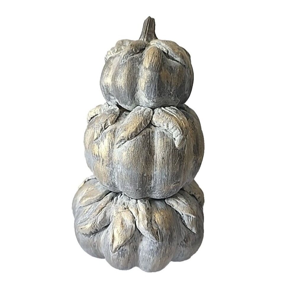 Stacked Pumpkins Metallic Looking Lightweight Hand Painted Signed Glazed